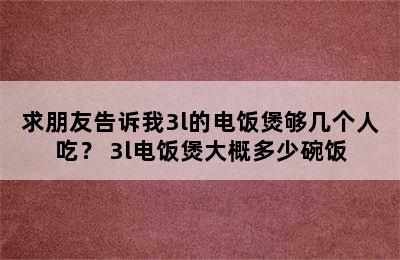 求朋友告诉我3l的电饭煲够几个人吃？ 3l电饭煲大概多少碗饭